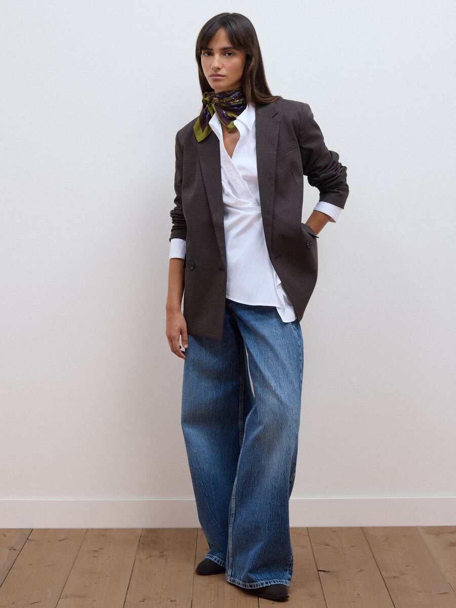 Jeans denim blu wide leg in puro cotone_0