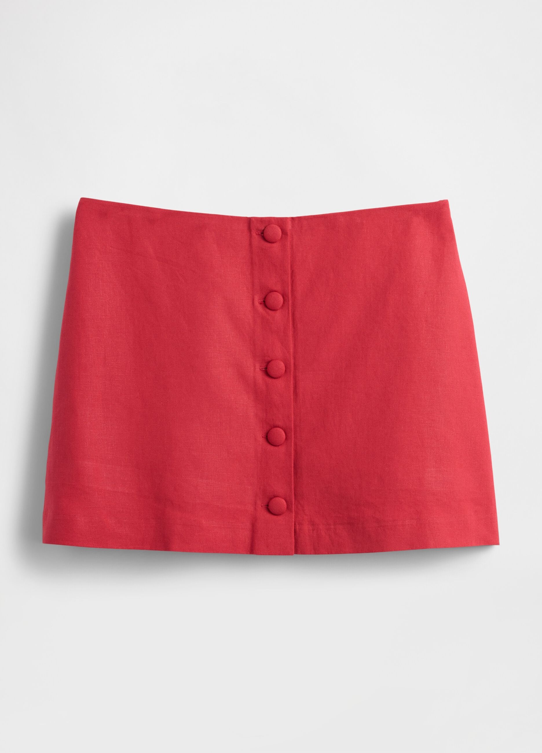 Red linen-blend skirt regular fit