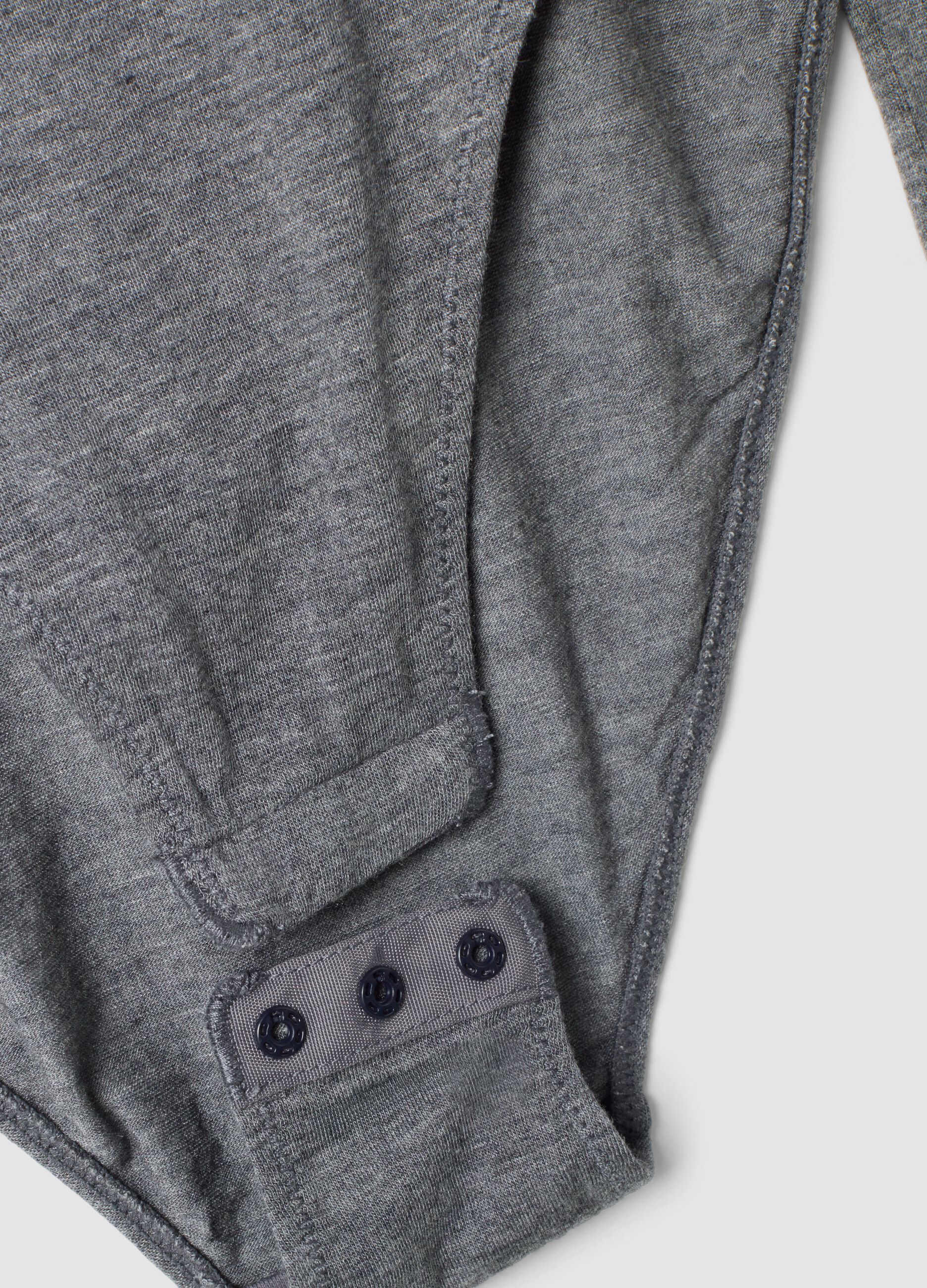 Grey m&eacute;lange modal and stretch wool crew-neck bodysuit