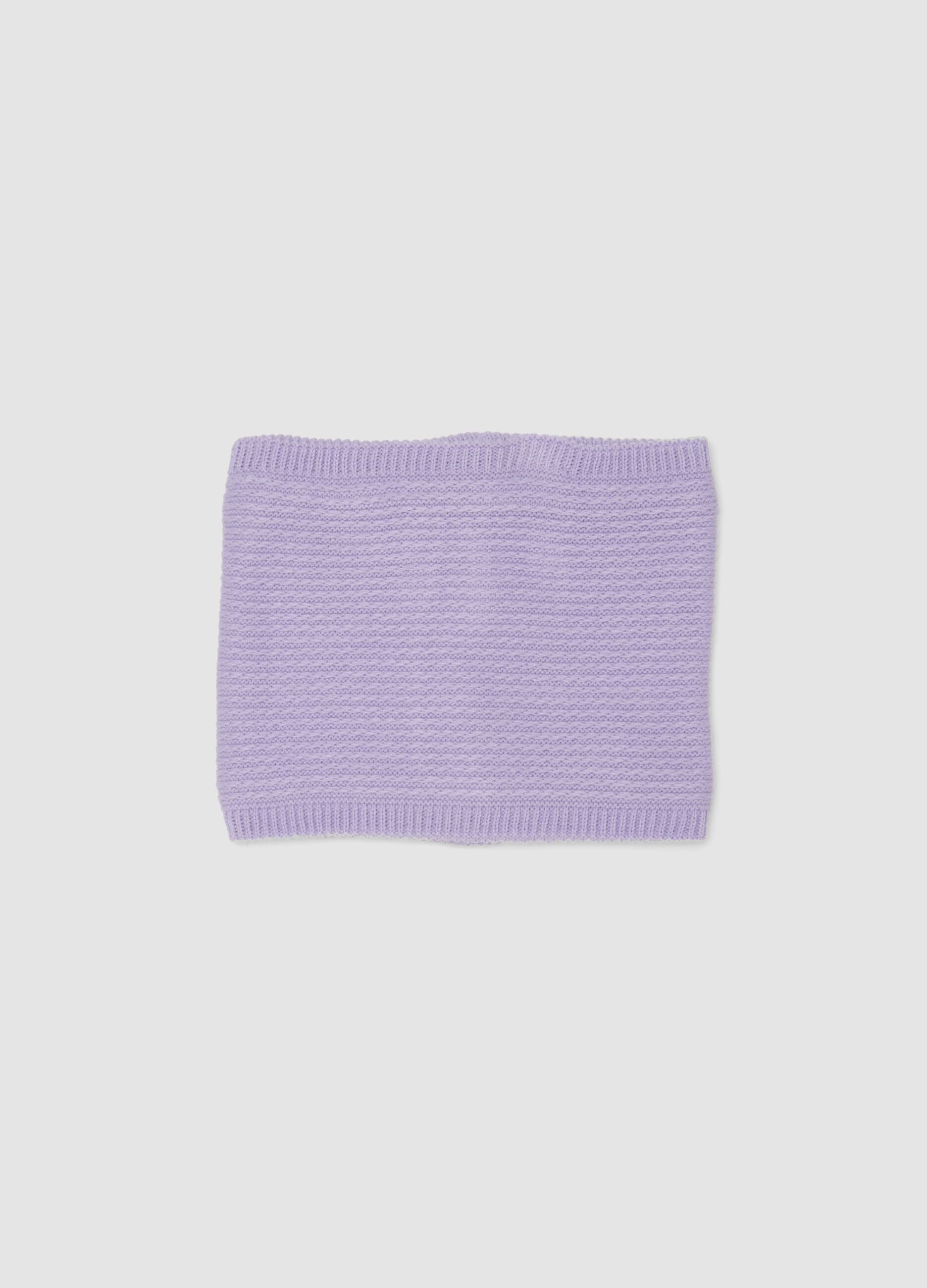 Purple rib-knit snood scarf