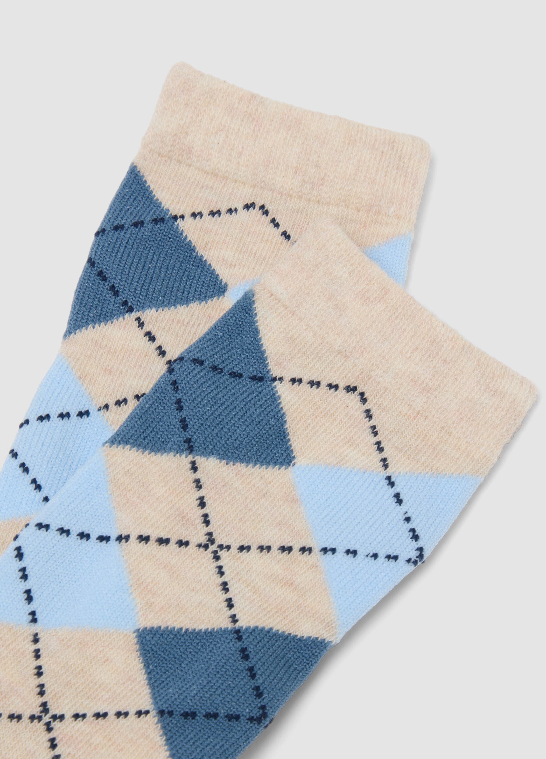 3-pack of beige long socks in stretchy organic cotton