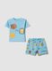 Light blue pure cotton baby pyjamas, regular fit, with animal print_0