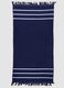 Blue cotton-blend beach towel with fringes_1