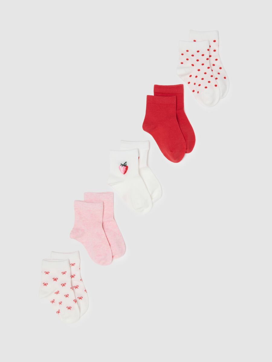 Multipack of Short Multicolour Stretch Cotton Socks for Girls_0