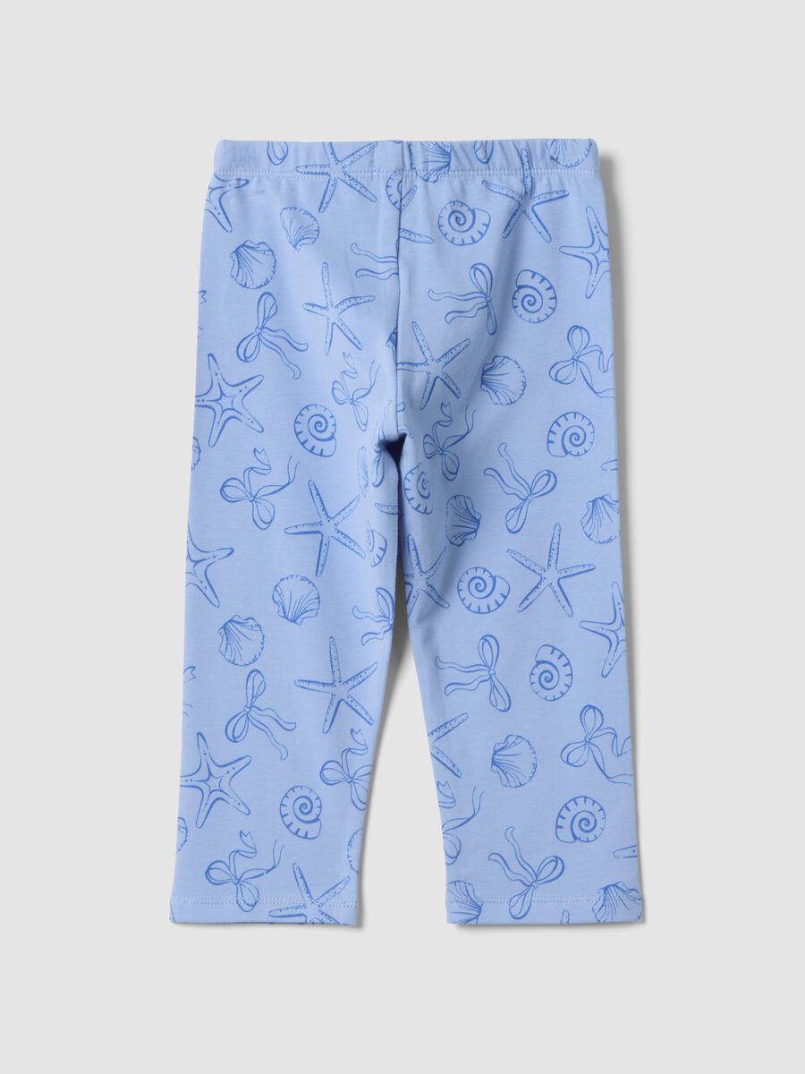 Girls&rsquo; light blue skinny stretch cotton leggings with print_1