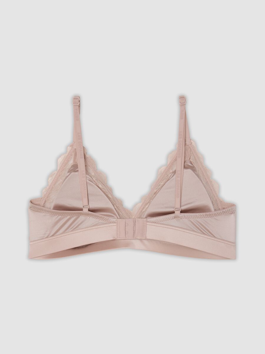 Pink stretch microfibre bralette bra with lace_2