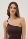 Brown one-shoulder swimsuit in stretch fabric_1