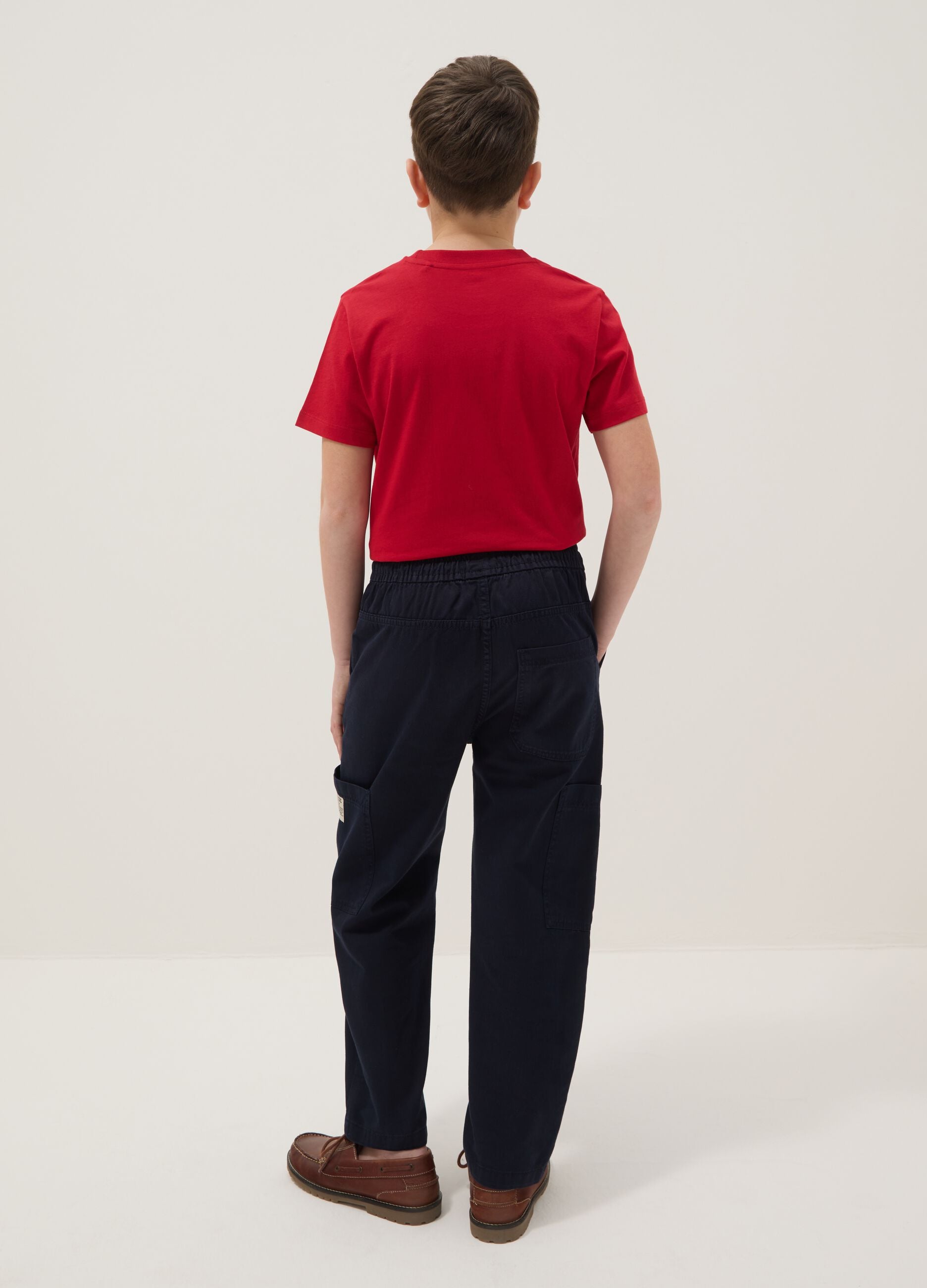 Boys' Regular Fit Blue Pure Cotton Jogger Trousers