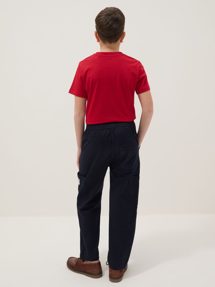 Pantaloni jogger in puro cotone blu da ragazzo regular fit_1