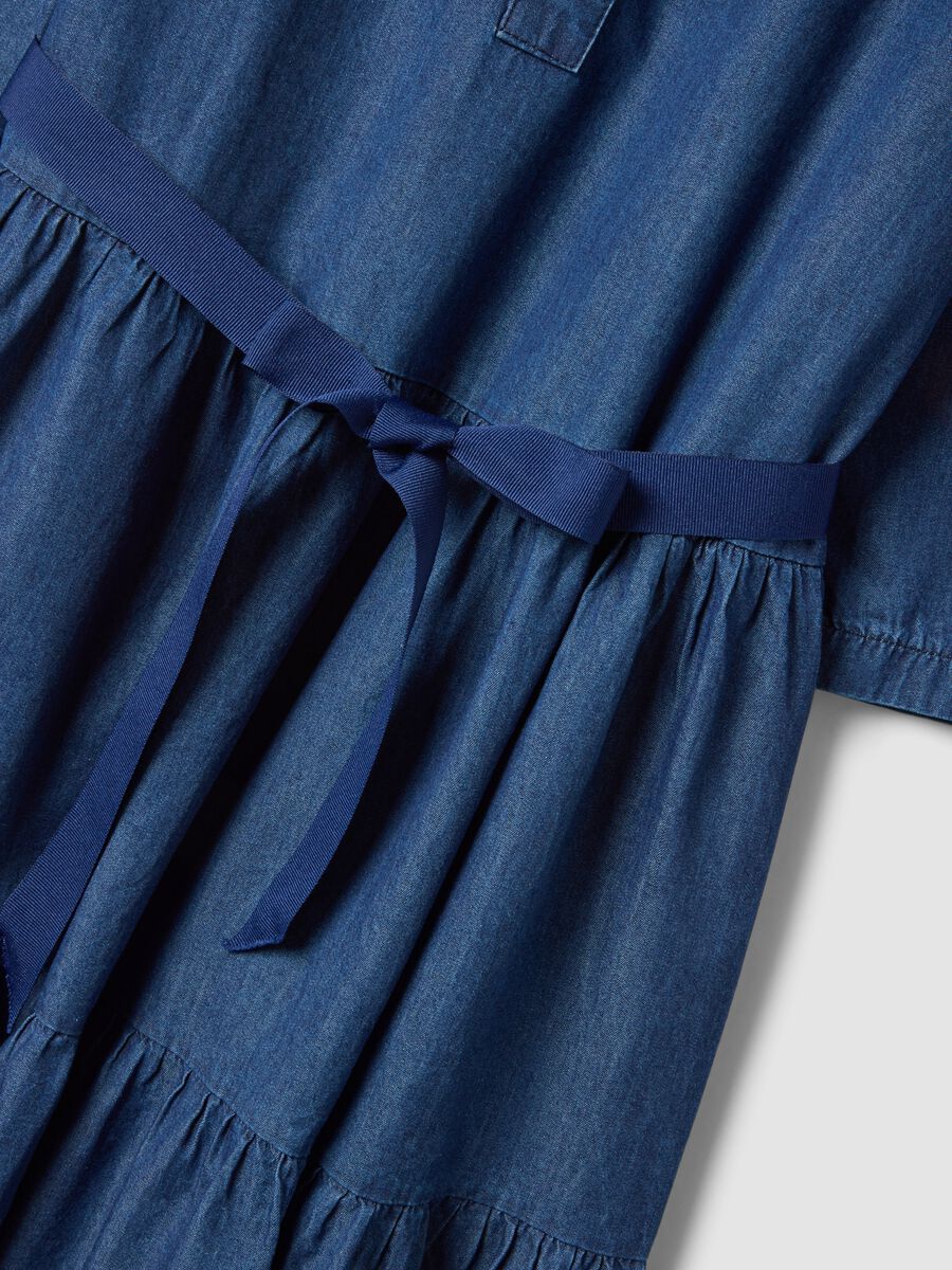 Blue stretch-cotton shirt dress with belt, regular fit_5