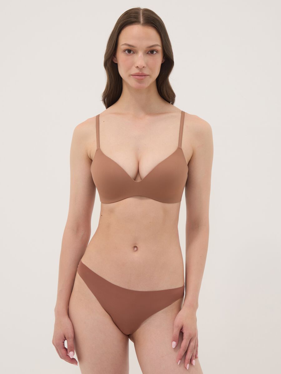 Brown stretch microfibre Brazilian briefs_0
