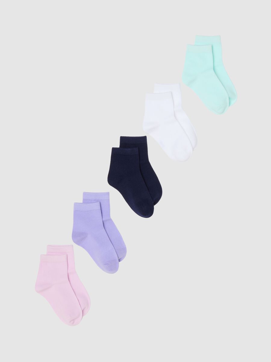 Girls' Multicolour Short Socks Multipack in Stretch Cotton_0
