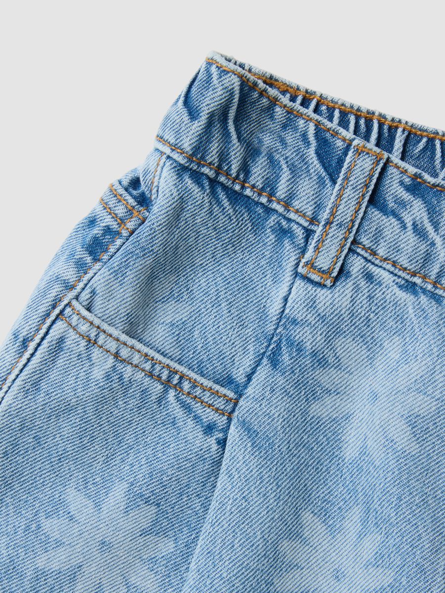 Light blue pure cotton denim shorts_3