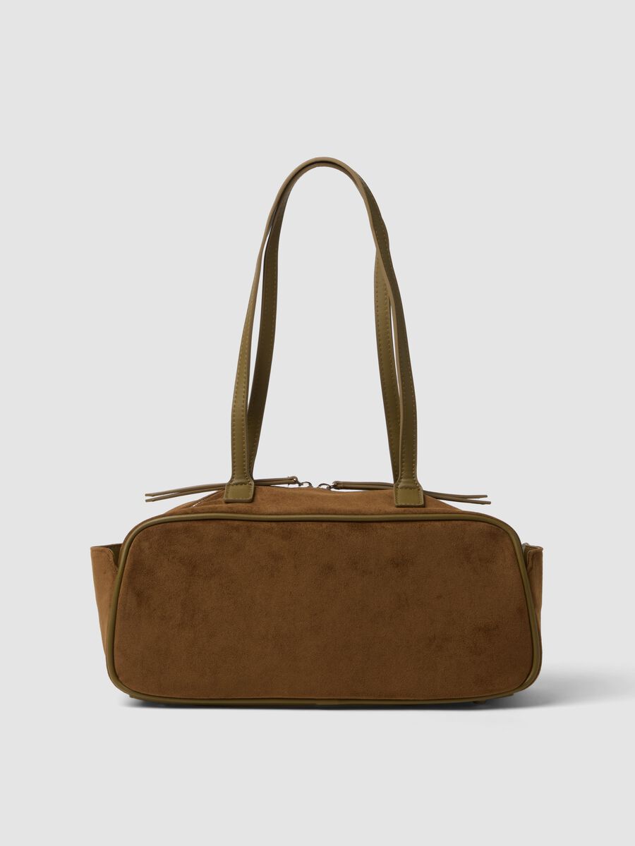 Borsa marrone a mano con chiusura zip_0