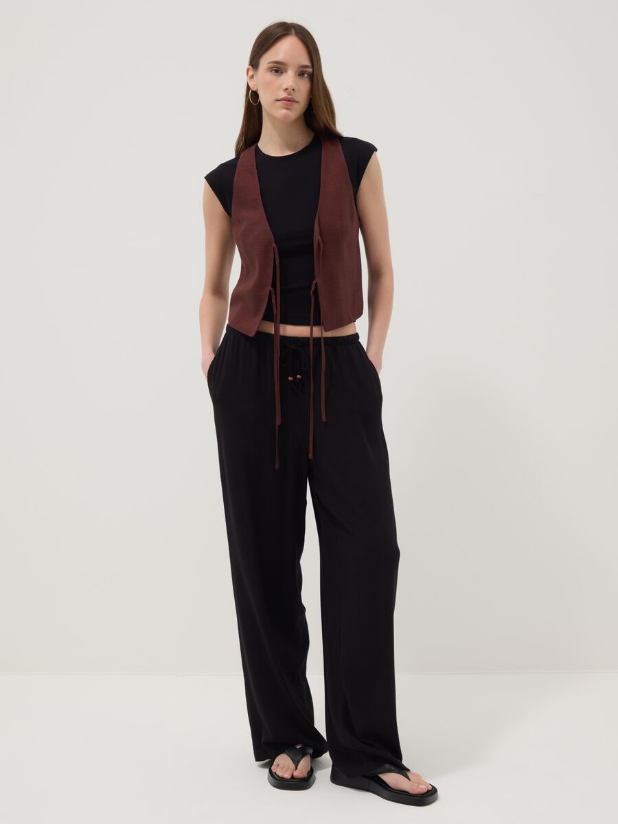 Brown viscose and linen-blend waistcoat, regular fit_2