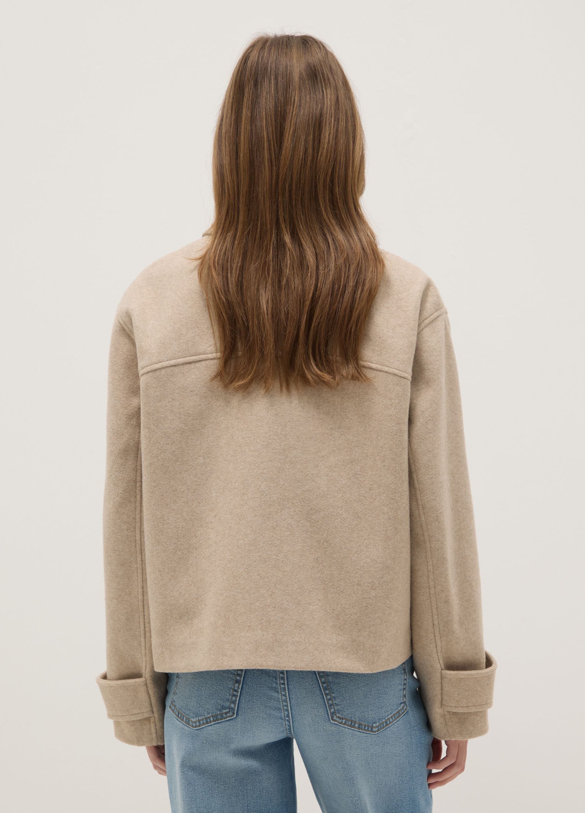 Beige short coat regular fit with buttons