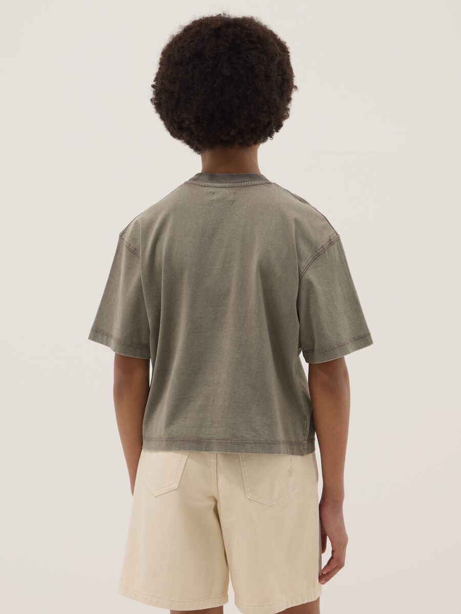 T-shirt in puro cotone verde da ragazza oversize fit_1