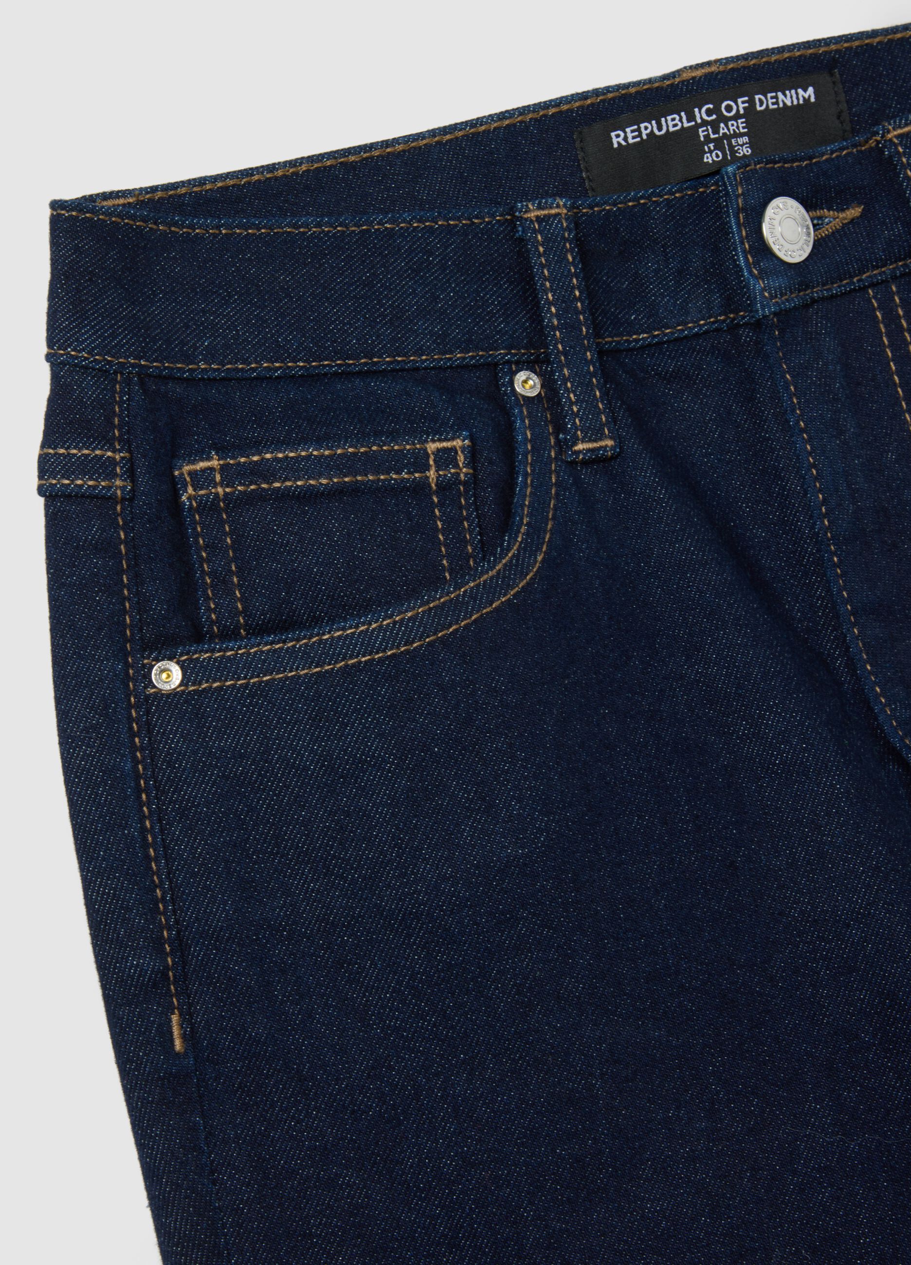 Blue Flare Jeans in Stretch Denim Cotton