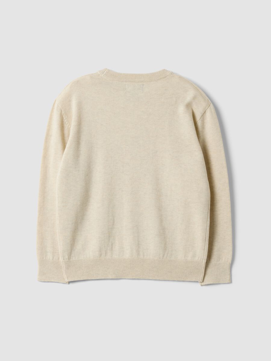 Beige pure cotton crew-neck oversized fit jumper for boys_1