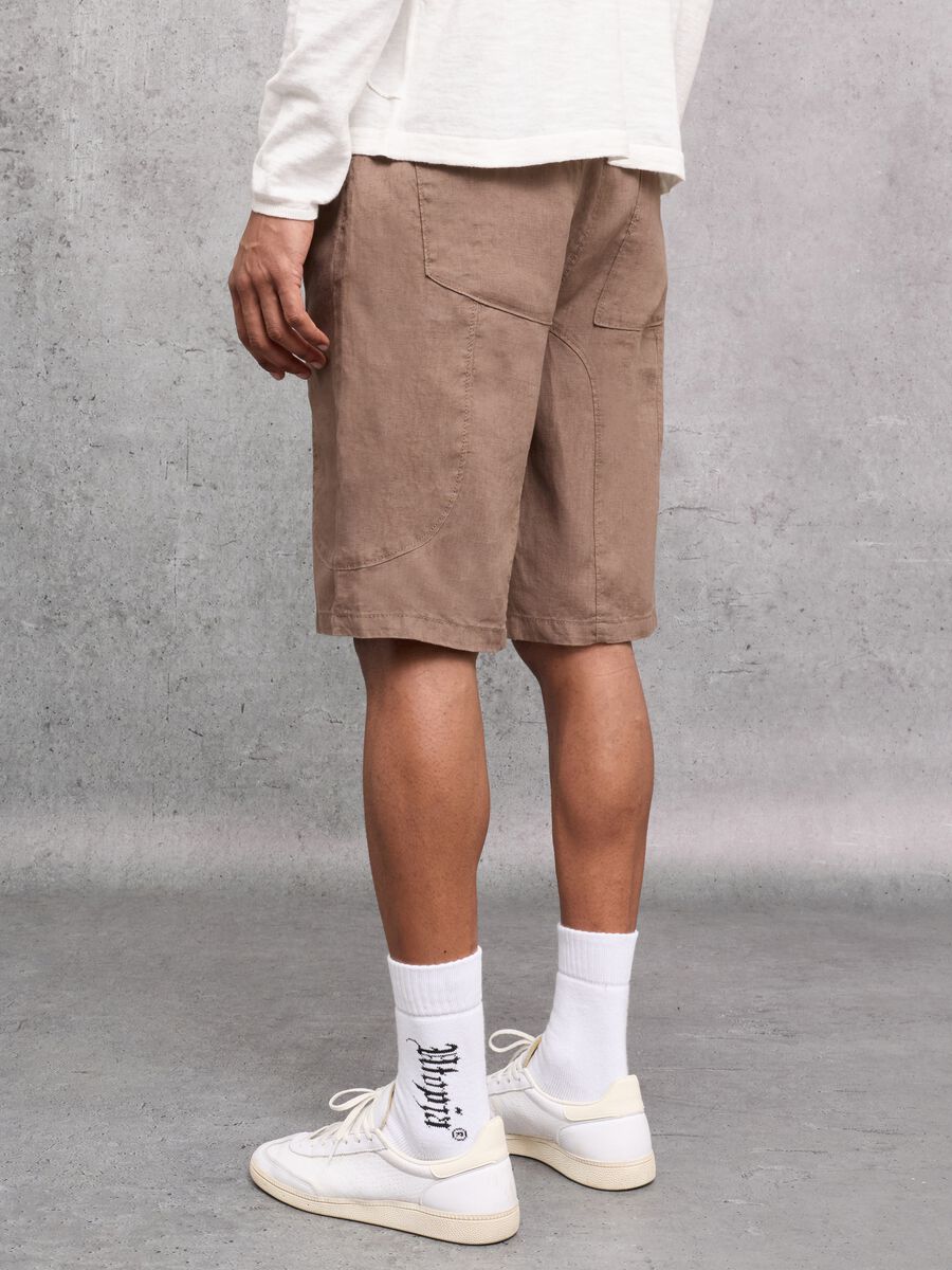 100% Linen Shorts in Mocha_3
