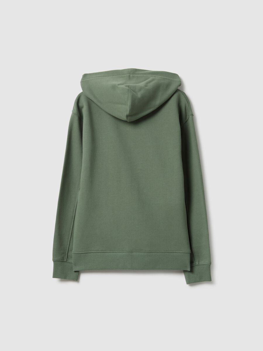 Green cotton hoodie for boys with oversized fit and zip_4