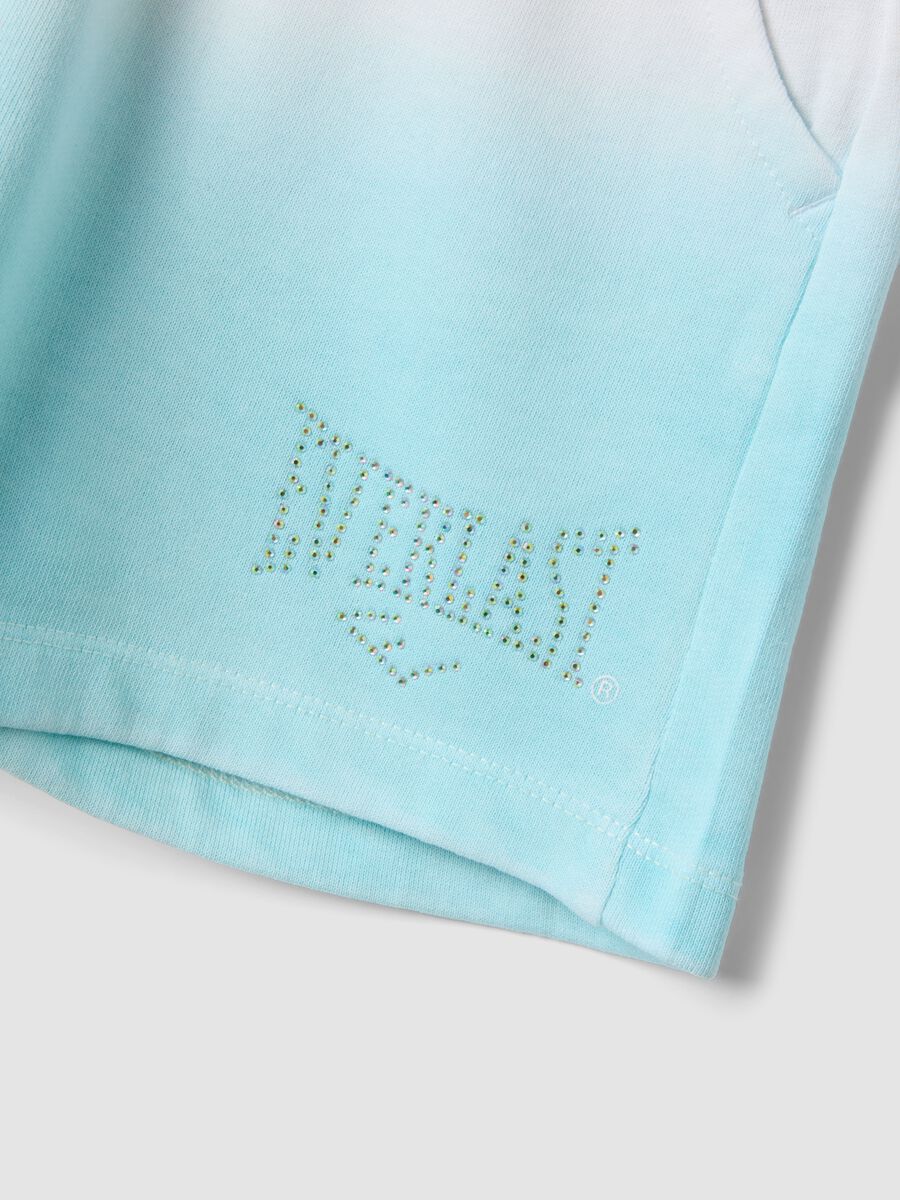 Light blue cotton-blend shorts with elasticated waist for girls, regular fit_3
