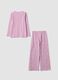 Pink organic cotton jersey pyjamas with bow print_1