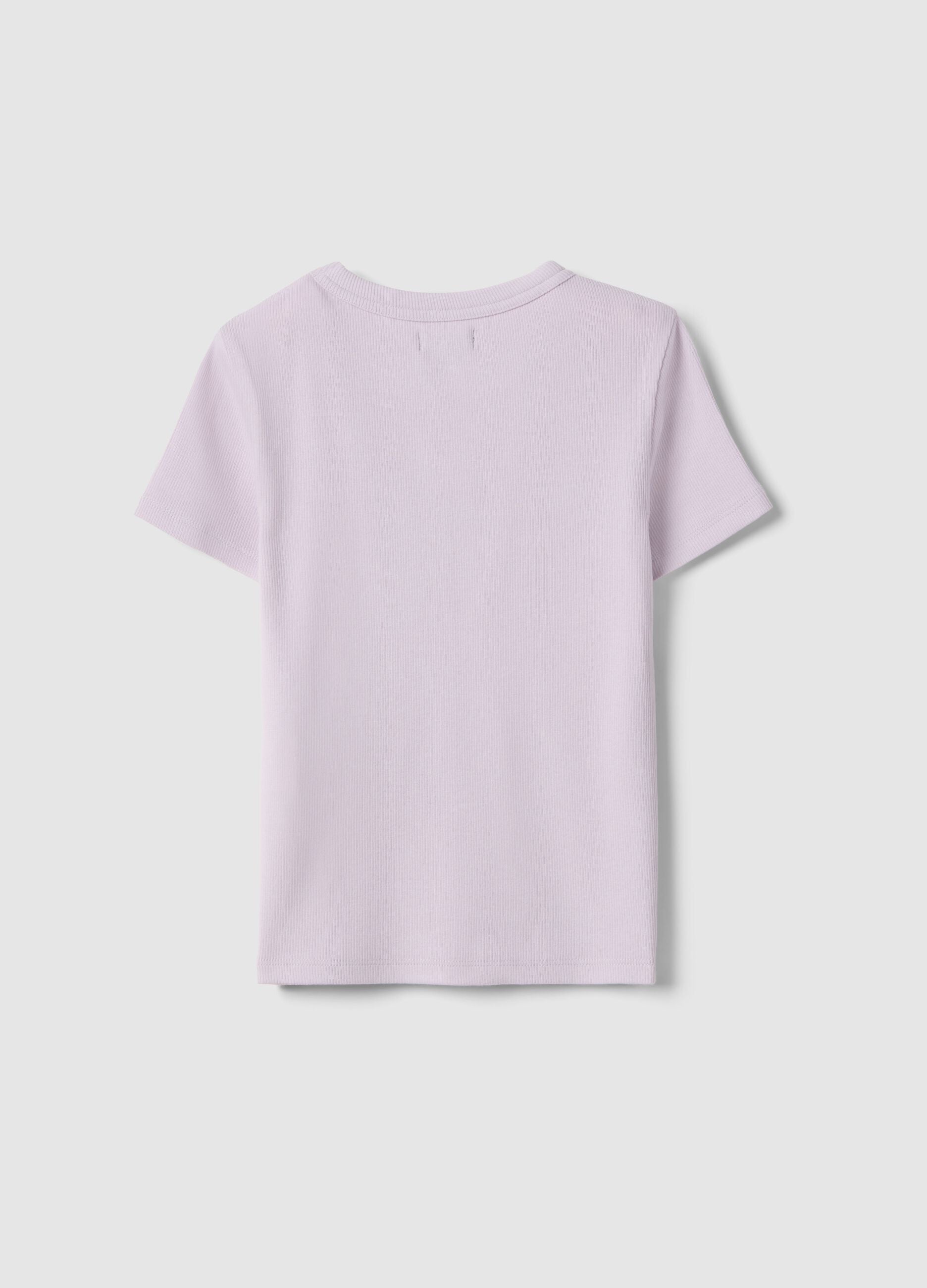 Purple stretch cotton fitted T-shirt for girls