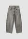 Grey pure cotton denim jeans, balloon fit_0