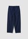 Blue stretch-cotton trousers with elasticated waist_4