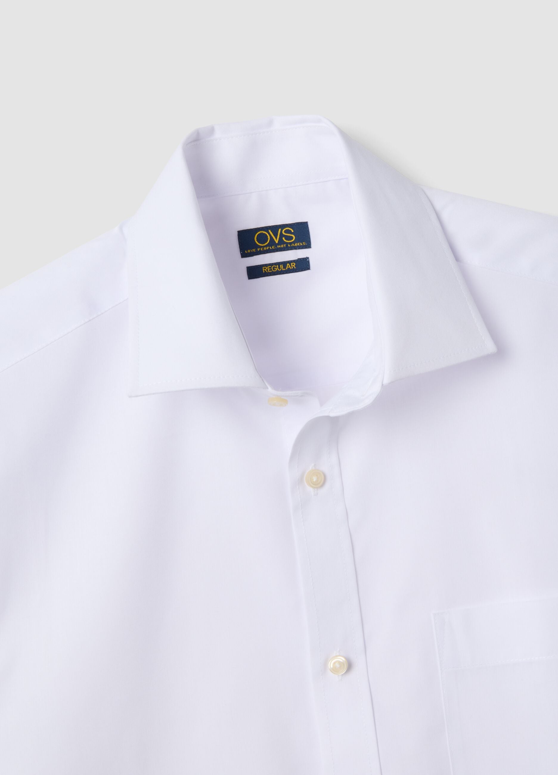 White short-sleeve easy-iron cotton-blend shirt, regular fit