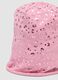 Pink stretch cotton hat with glossy animal print for girls_2