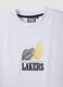 White pure cotton T-shirt with Los Angeles Lakers logo_5