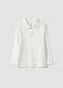 White long-sleeved polo shirt in pure organic cotton_0