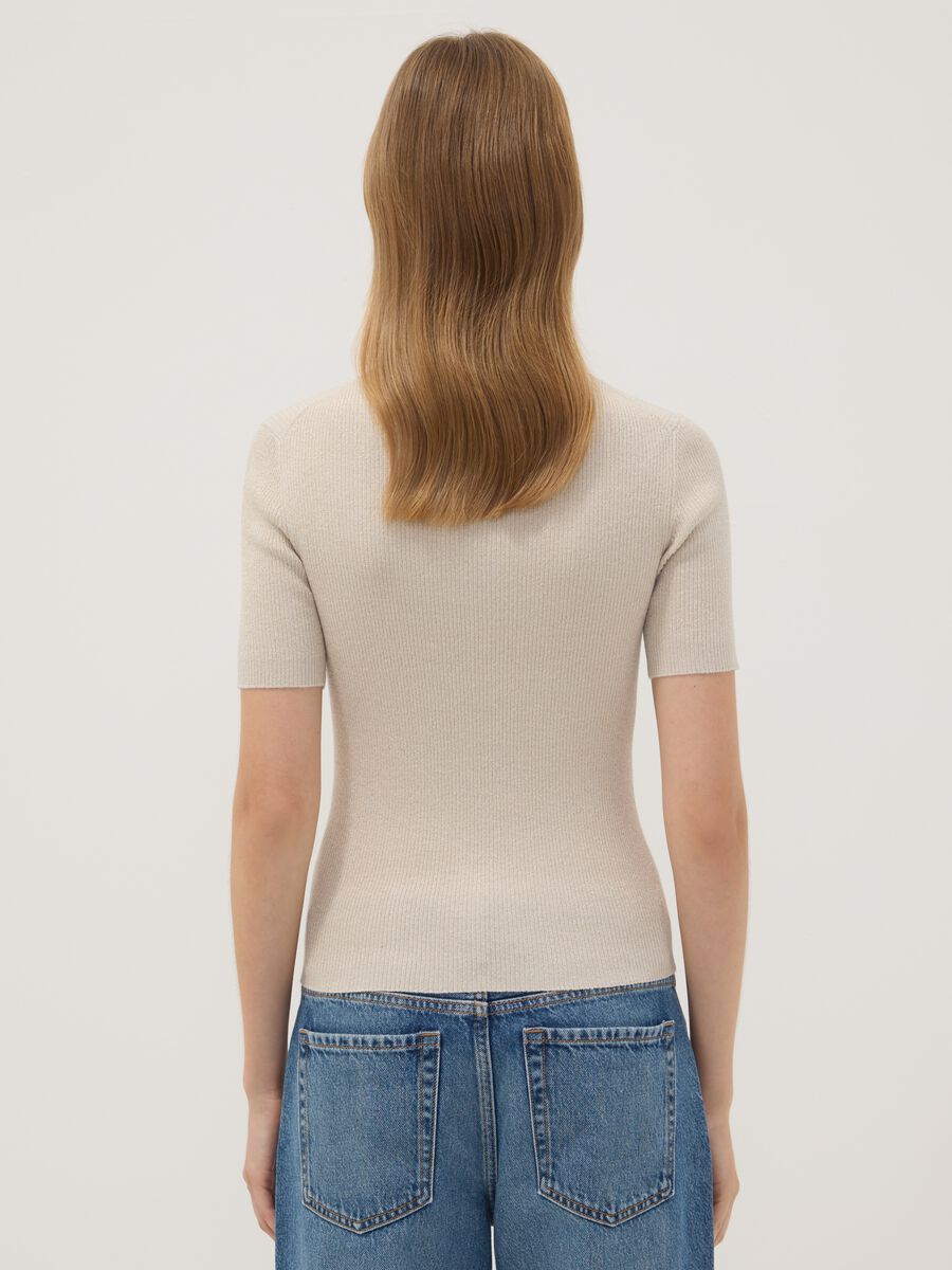 Beige fitted ribbed viscose-blend knit top_3