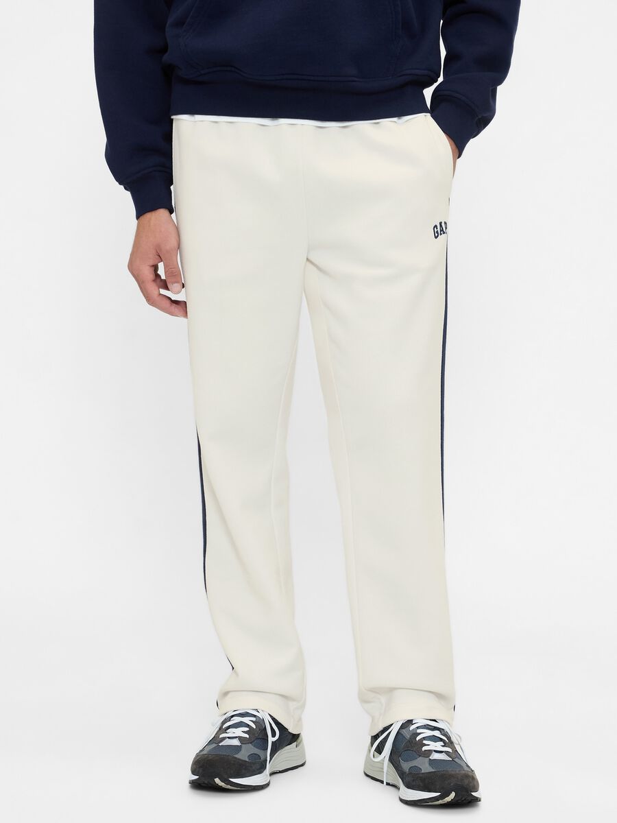 Men's White Trousers in Cotton and Polyester Blend_1