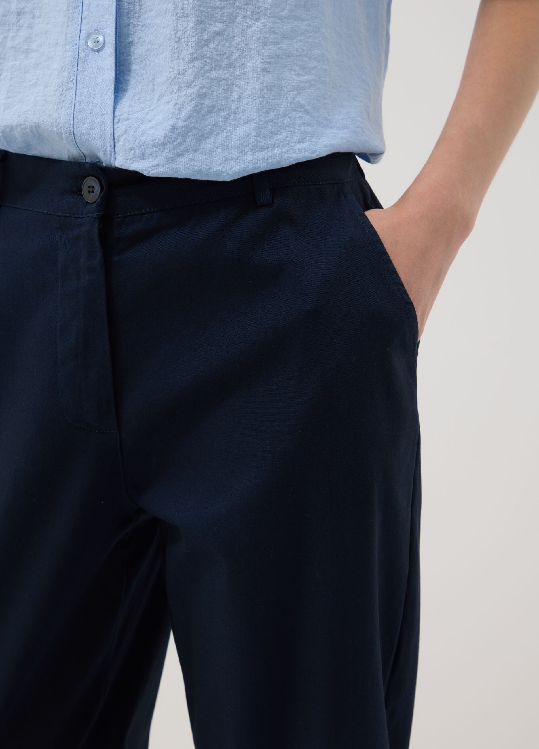 Blue stretch cotton trousers