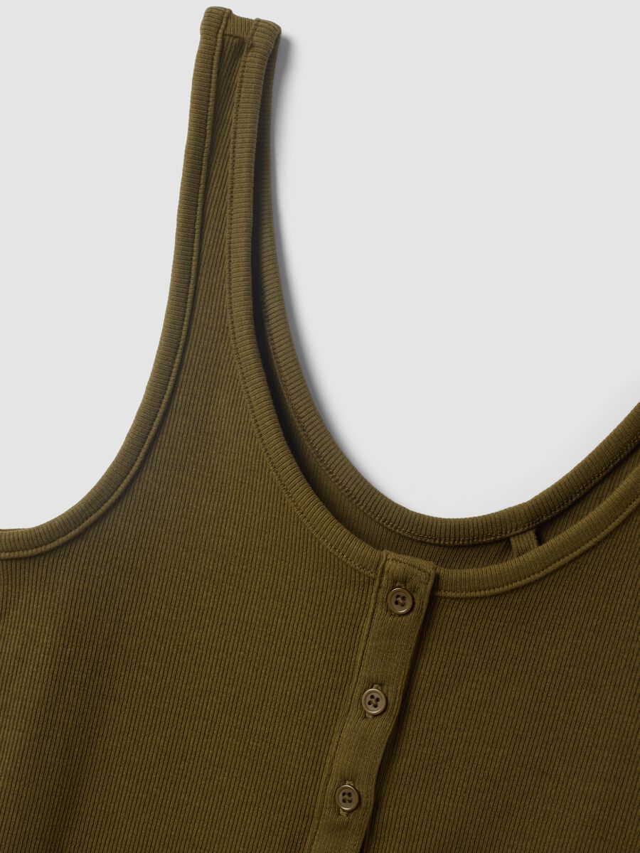 Tank top verde in cotone elasticizzato con bottoni regular fit_6