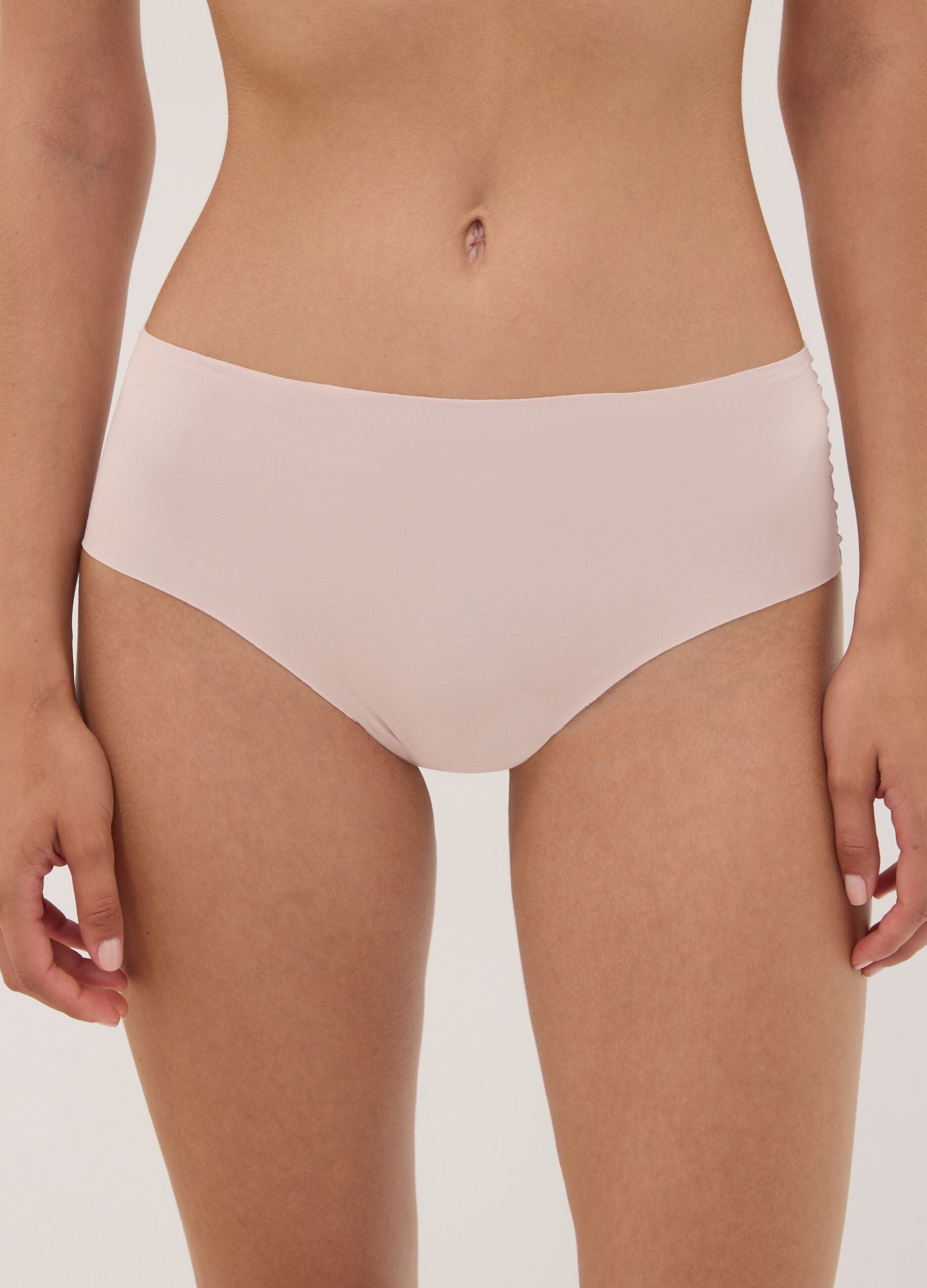 High-waisted pink briefs in stretch organic cotton
