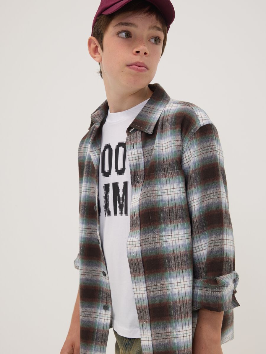 Brown checked pure cotton shirt_1