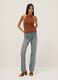 Regular fit orange pure cotton tank top with mesh texture_1
