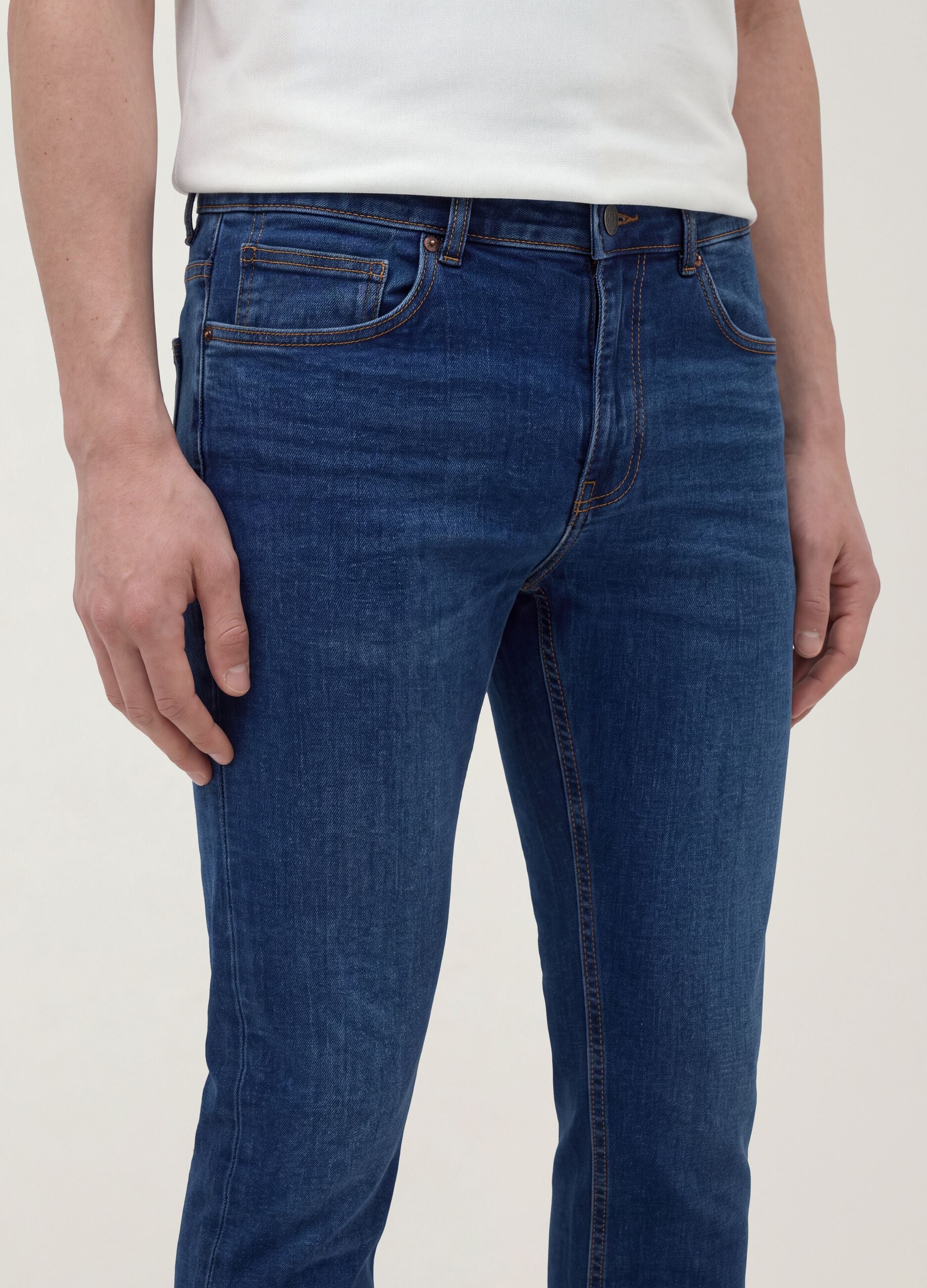 Blue stretch-cotton denim skinny-fit jeans