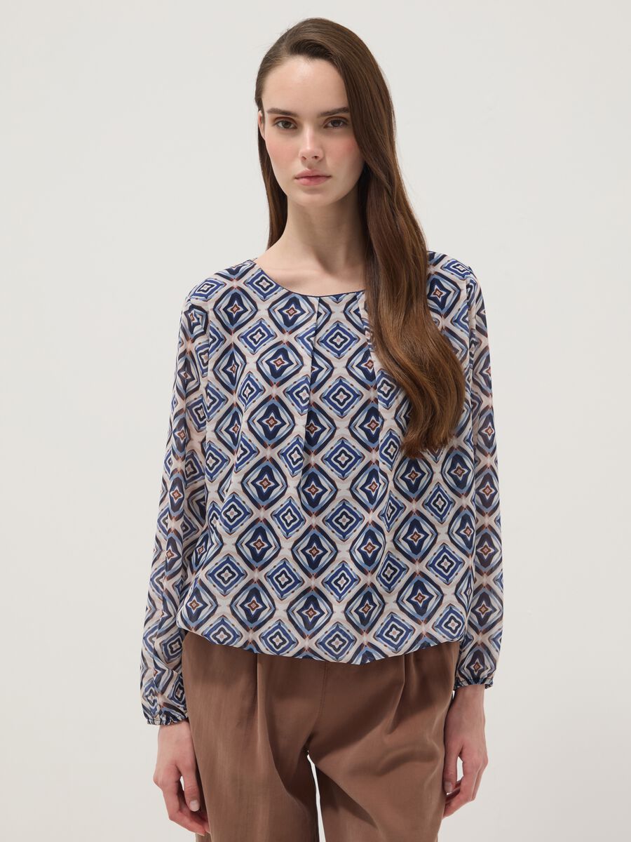 Multicoloured patterned blouse with long sleeves, regular fit_1