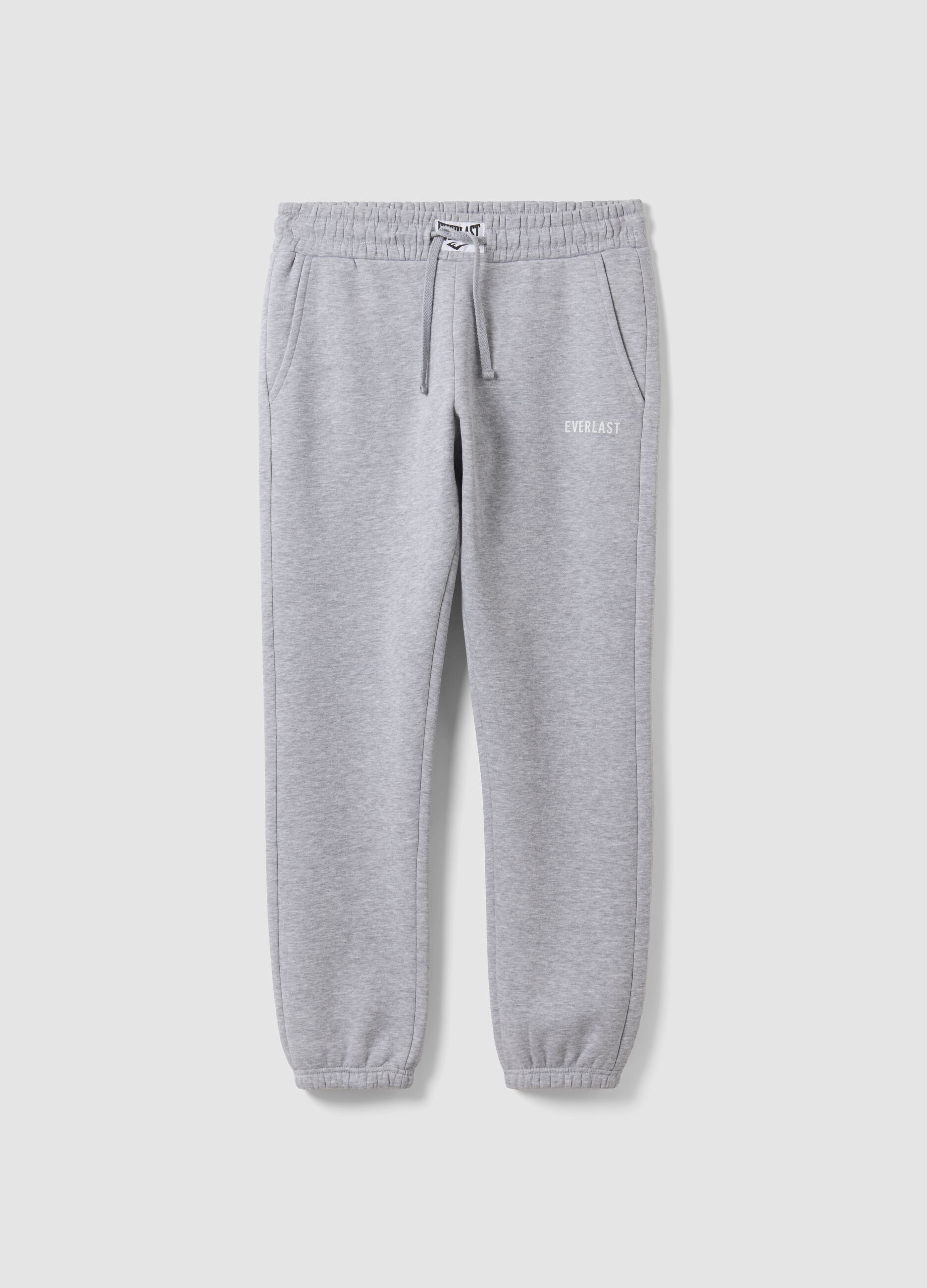 Grey cotton-blend joggers with logo