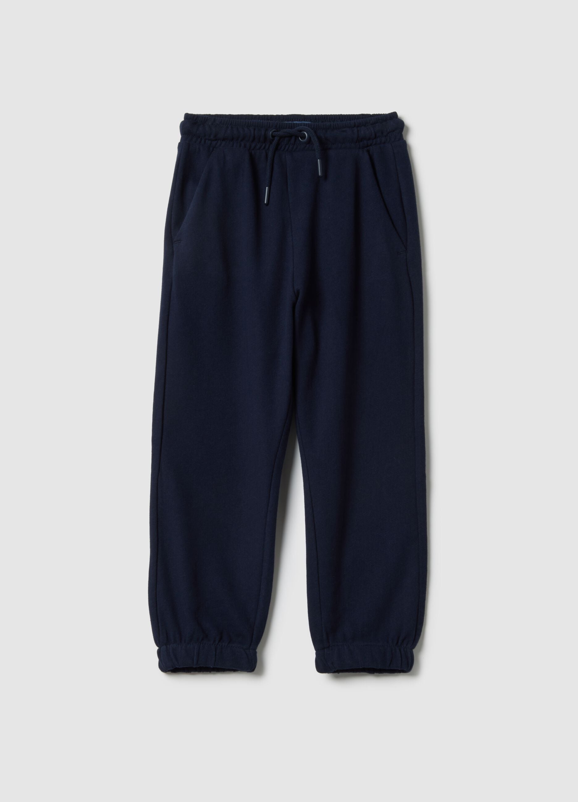 Blue pure cotton regular fit trousers for kids