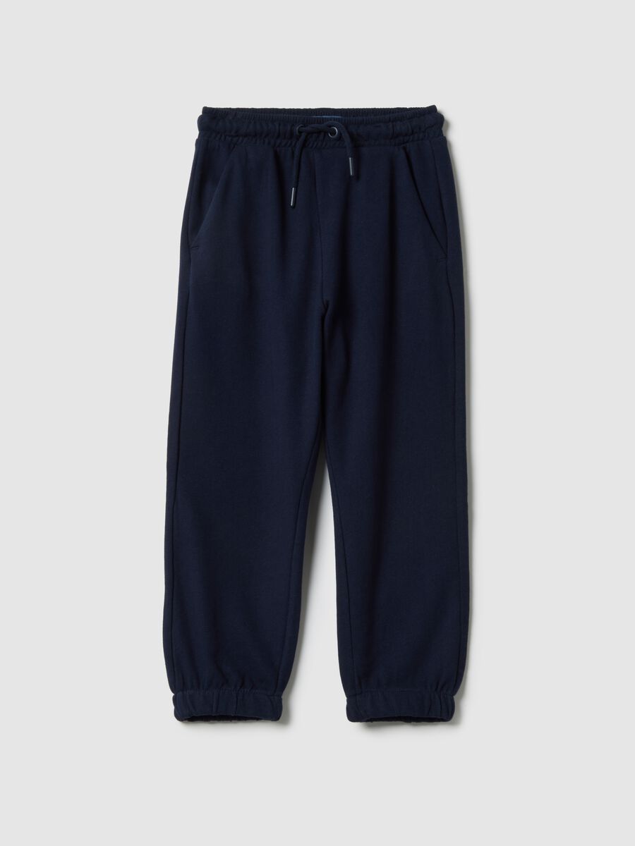 Blue pure cotton regular fit trousers for kids_0