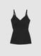 Black stretch-fabric vest top with plunging neckline_1