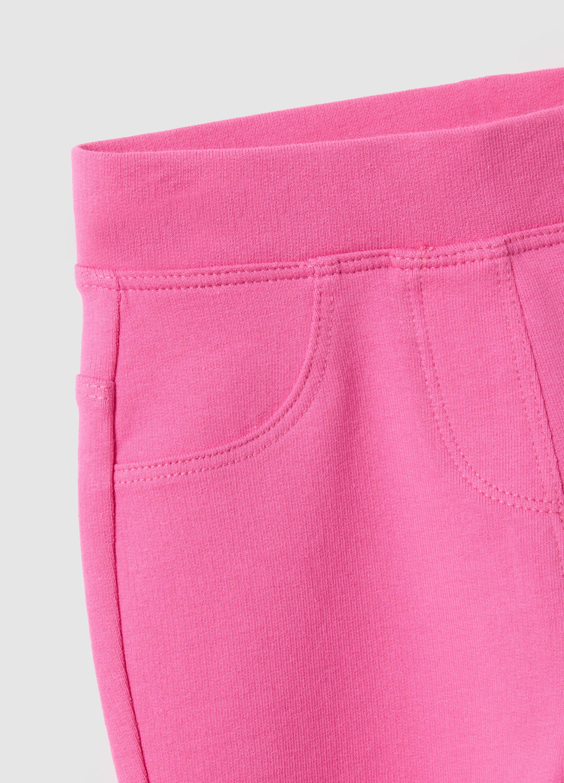 Slim fit pink stretch cotton trousers for girls