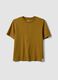 T-shirt marrone a maniche corte in puro cotone regular fit_4