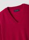Red pure wool jumper with deep V-neck_1